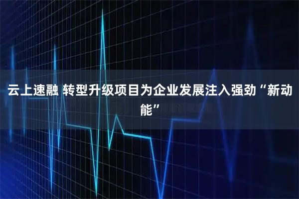 云上速融 转型升级项目为企业发展注入强劲“新动能”