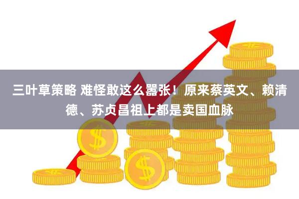 三叶草策略 难怪敢这么嚣张！原来蔡英文、赖清德、苏贞昌祖上都是卖国血脉